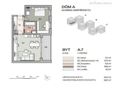 Sale apartment 2+KK Praha, Pod Krocínkou č. 2