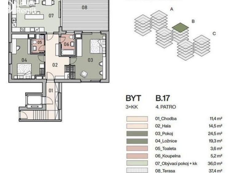 Prodej bytu 3+KK Praha, Pod Krocínkou č. 1