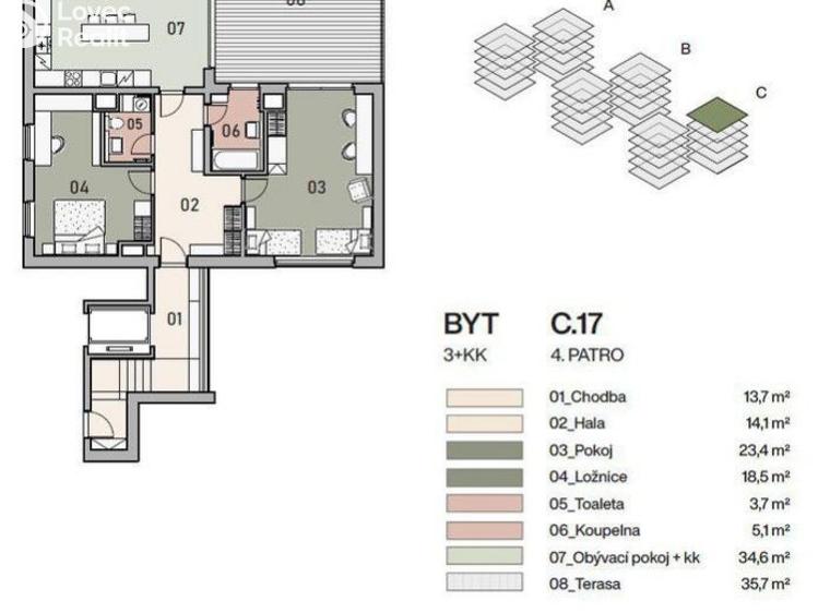 Prodej bytu 3+KK Praha, Pod Krocínkou č. 2