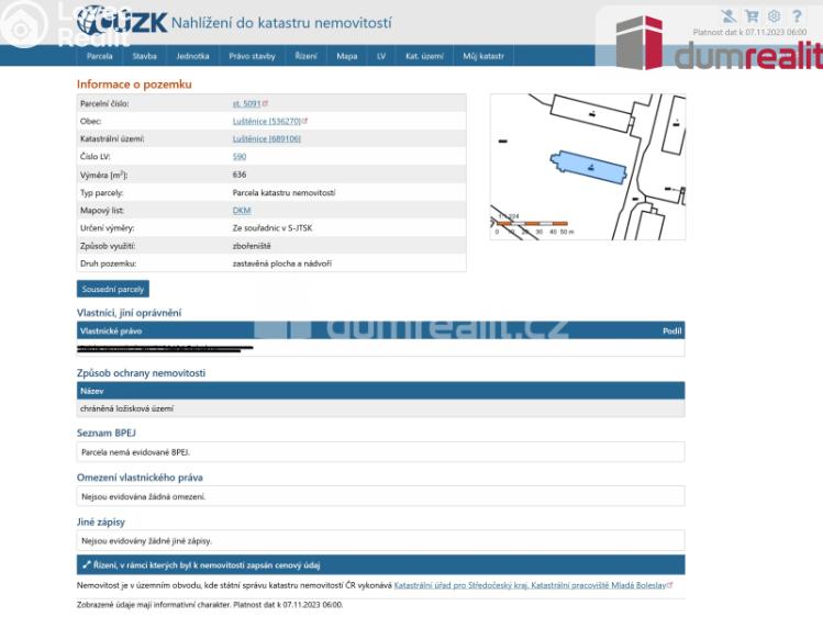 Prodej komerčního pozemku Luštěnice č. 10