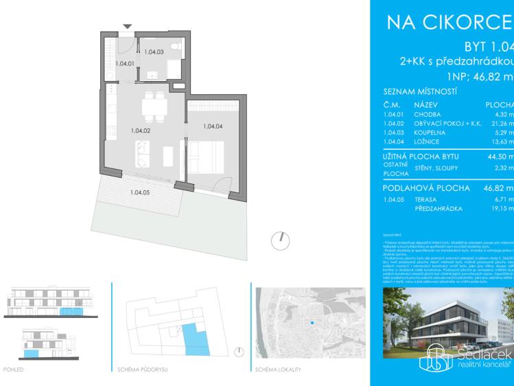 Sale apartment 2+KK Praha, Na Cikorce č. 2