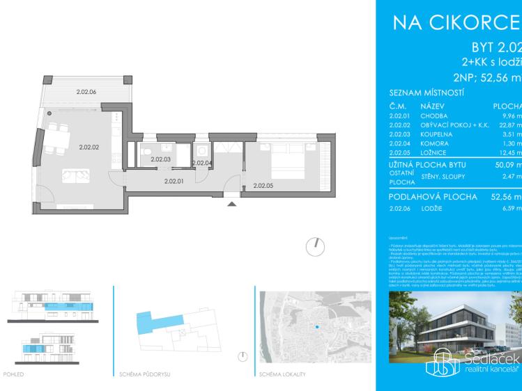 Sale apartment 2+KK Praha, Na Cikorce č. 2