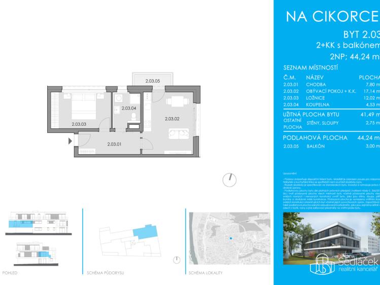 Sale apartment 2+KK Praha, Na Cikorce č. 2