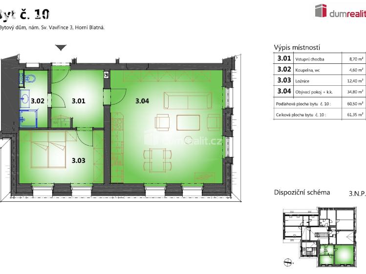 Prodej bytu 2+KK Horní Blatná, náměstí Sv. Vavřince č. 40