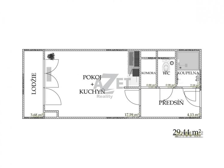 Pronájem bytu 1+KK Ostrava, Nádražní 2924/73 č. 5