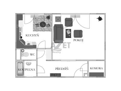 Rent apartment 1+1 Orlová, Masarykova třída 1010 č. 5