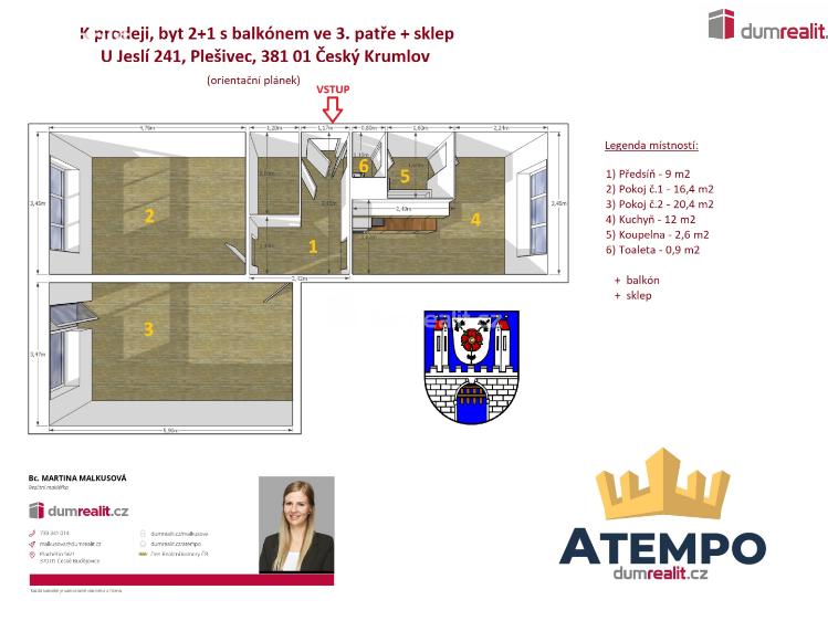 Prodej bytu 2+1 Český Krumlov, U Jeslí č. 2