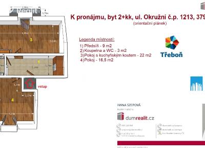 Pronájem bytu 2+KK Třeboň, Okružní č. 4
