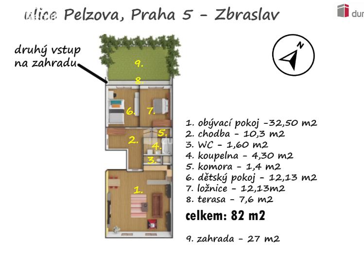 Prodej bytu 3+KK Praha-Zbraslav, Pelzova č. 13