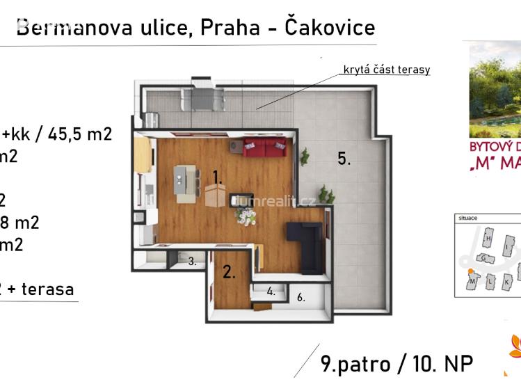 Prodej bytu 4+KK Praha-Čakovice, Bermanova č. 12