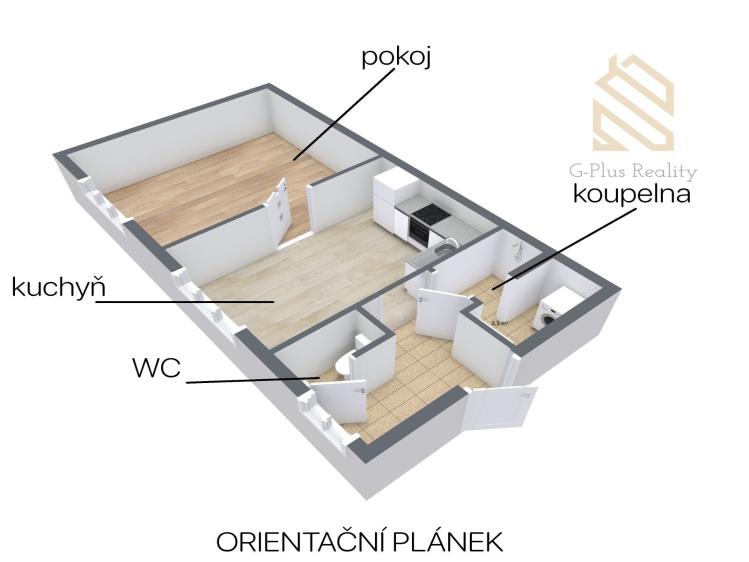 Prodej bytu 2+KK Louny, Poděbradova 1119 č. 2