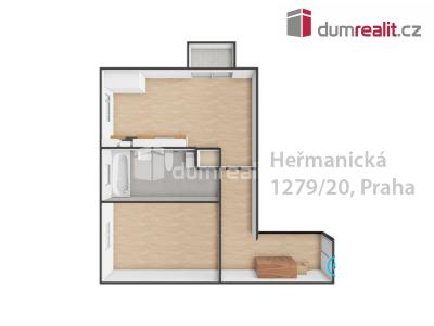 Rent apartment 2+KK Praha-Ďáblice, Heřmanická č. 6