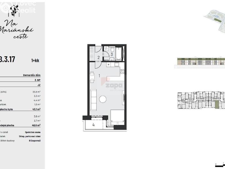 Pronájem bytu 1+1 Brandýs nad Labem, Dřevčická 2715 č. 11