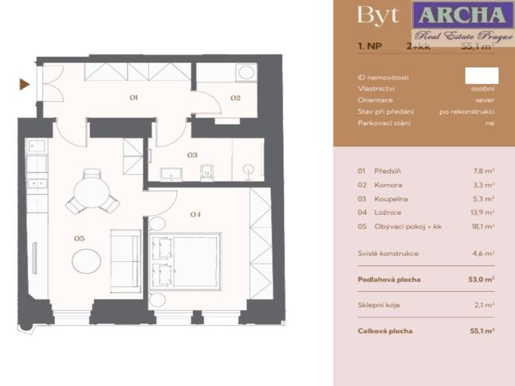 Sale apartment 2+KK Praha, Pod Zvonařkou č. 2