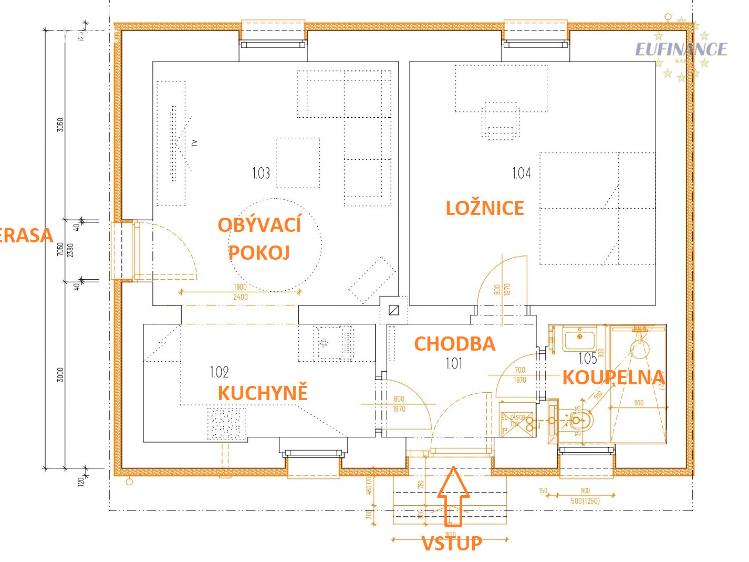 Pronájem bytu 2+1 Chvatěruby č. 4