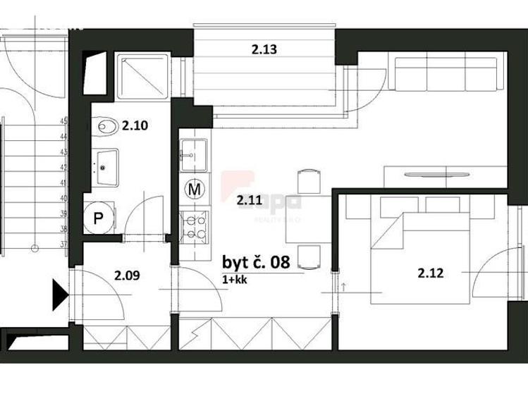 Pronájem bytu 2+KK Praha 8, Bohnice, Pekařova 861/16 č. 9