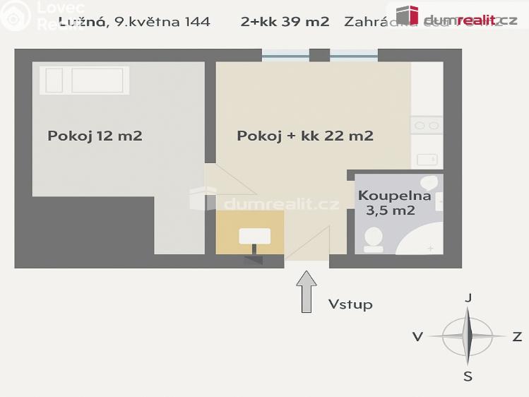 Pronájem bytu 2+KK Lužná, 9. května č. 25