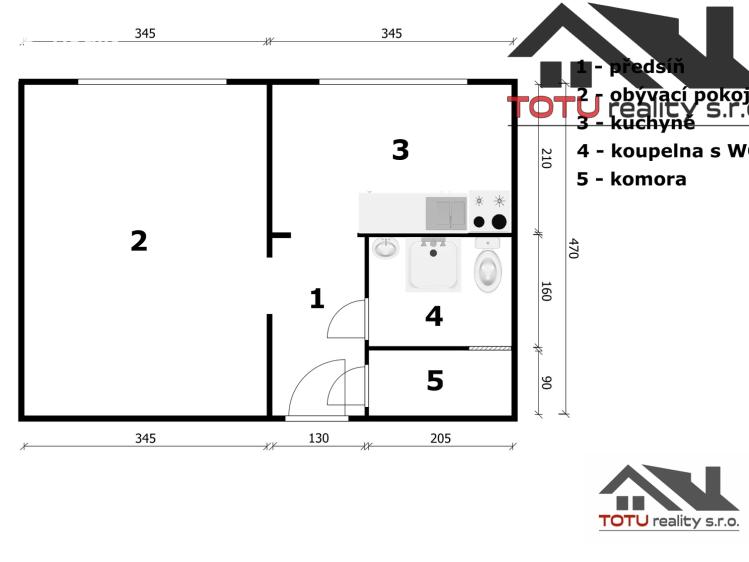 Prodej bytu 1+1 Trutnov, Fialková č. 12