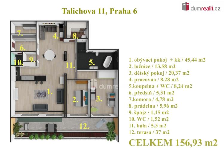 Prodej bytu 3+KK Praha 6, Talichova č. 11