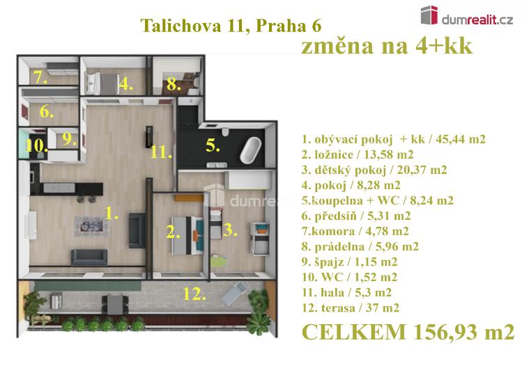 Prodej bytu 3+KK Praha 6, Talichova č. 12