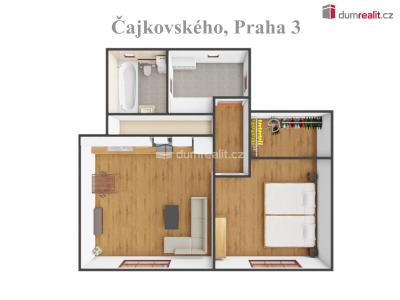 Pronájem bytu 2+KK Praha 3, Čajkovského č. 6