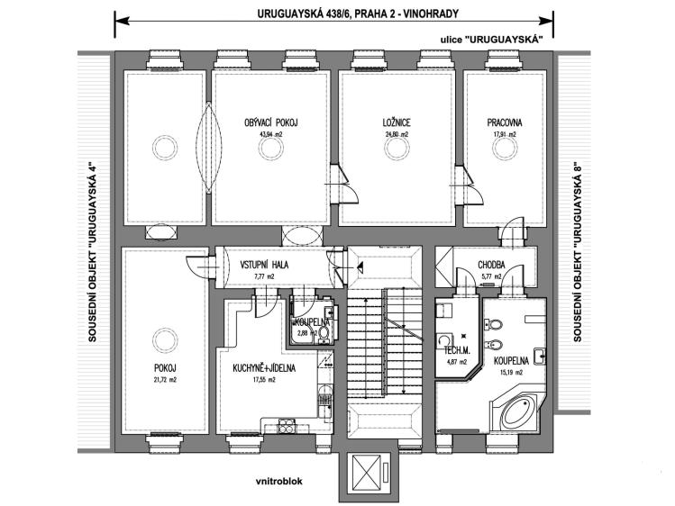 Sale apartment 4+1 Praha, Uruguayská 438/6 č. 19