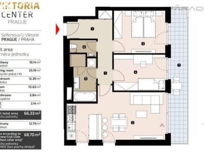 Rent apartment 3+KK Praha, U Viktorie č. 5