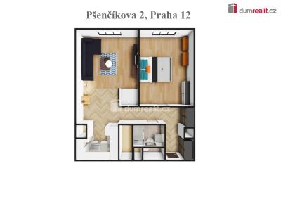 Pronájem bytu 2+KK Praha 12, Pšenčíkova č. 6