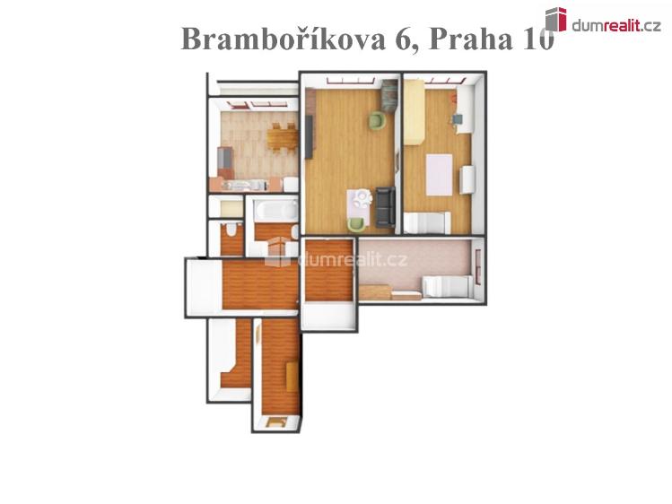 Pronájem bytu 3+1 Praha 10, Bramboříková č. 5