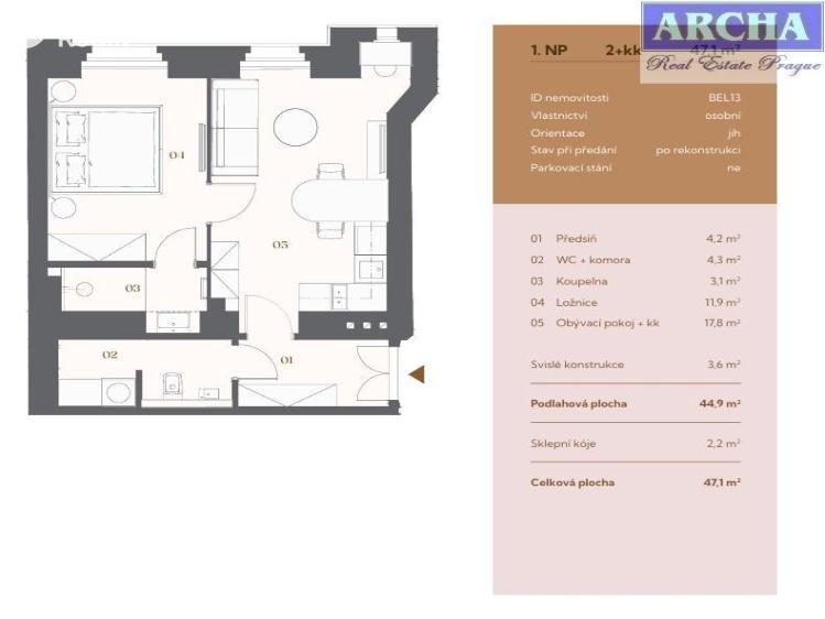 Prodej bytu 2+KK Praha, Pod Zvonařkou č. 1