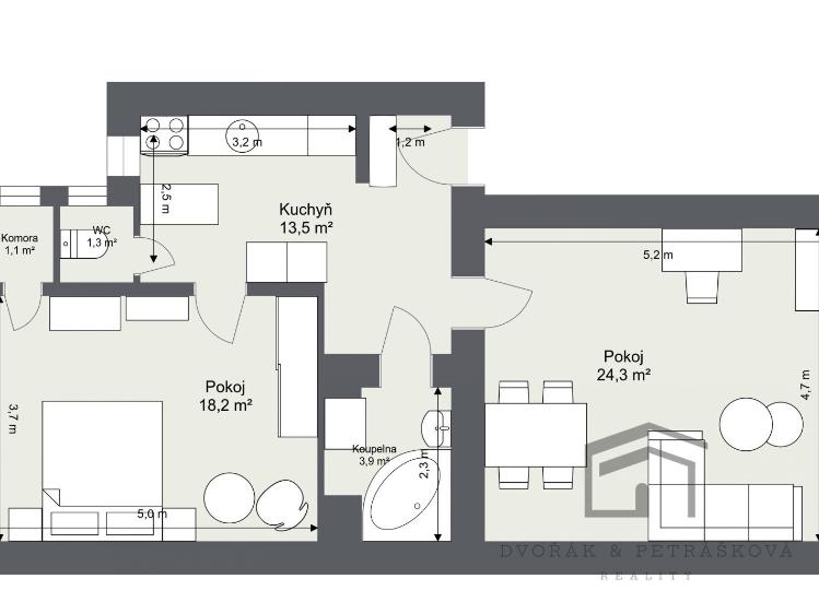 Продажа квартиры 2+KK Praha, Ruská 680/54 č. 17