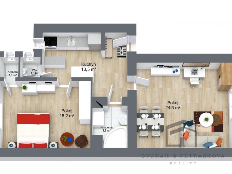 Продажа квартиры 2+KK Praha, Ruská 680/54 č. 18