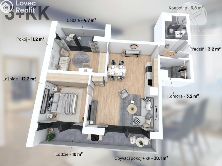 Продаж квартири 3+KK Praha, V Předním Hloubětíně č. 14
