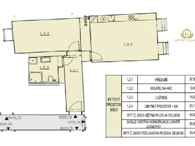 Sale apartment 2+KK Praha, Kmochova č. 3