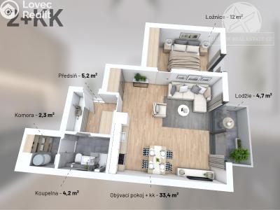 Sale apartment 2+KK Praha, V Předním Hloubětíně č. 1