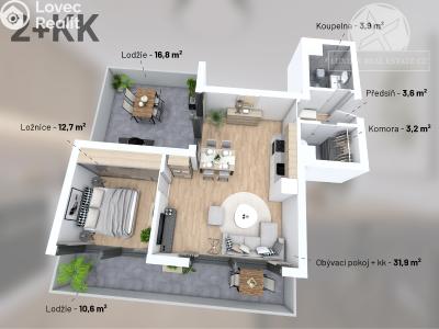 Sale apartment 2+KK Praha, V Předním Hloubětíně č. 1