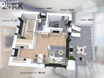 Sale apartment 2+KK Praha, V Předním Hloubětíně č. 1