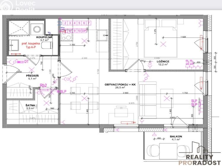 Pronájem bytu 2+KK Praha, Milánská č. 2