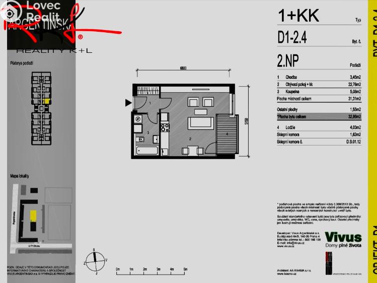 Pronájem bytu 1+KK Praha, U průhonu 1624/1b č. 6