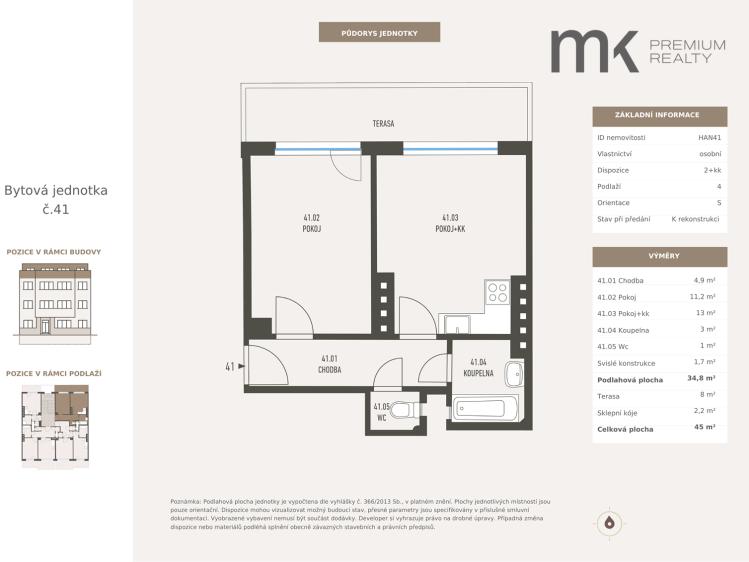 Prodej bytu 2+KK Praha, Hanusova č. 6