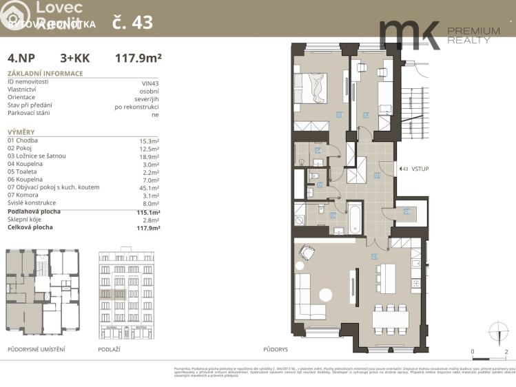 Продаж квартири 3+KK Praha, Vinohradská č. 9