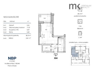 Оренда квартири 1+KK Praha, Na bitevní pláni č. 5
