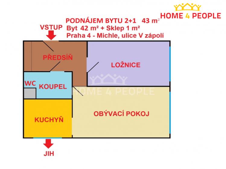Pronájem bytu 2+1 Praha 4, V zápolí č. 1