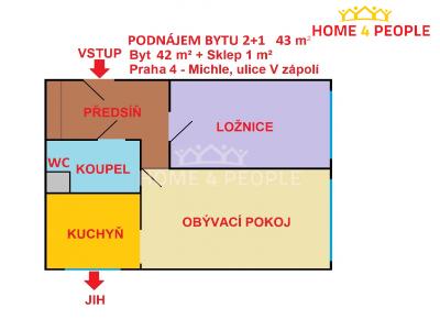 Rent apartment 2+1 Praha 4, V zápolí č. 1