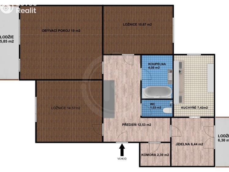 Prodej bytu 3+1 České Budějovice, J. Š. Baara 1661/41 č. 3