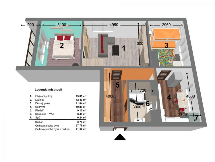 Продажа квартиры 3+1 Ostrava, Za Školou č. 16
