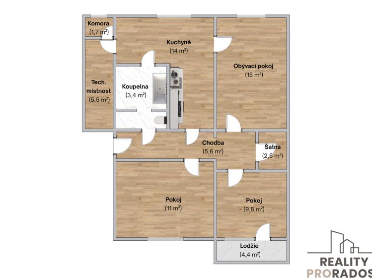 Продаж квартири 3+1 Holešov, Havlíčkova č. 3