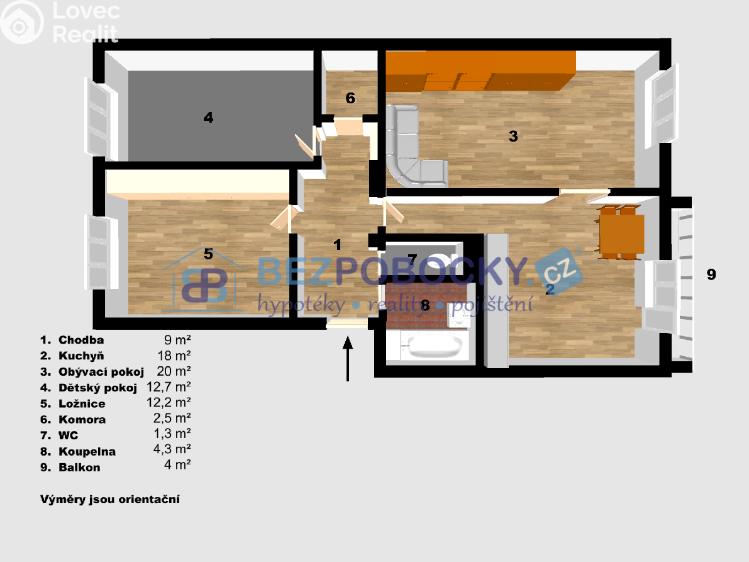 Продажа квартиры 3+1 Velké Bílovice, Široká č. 5