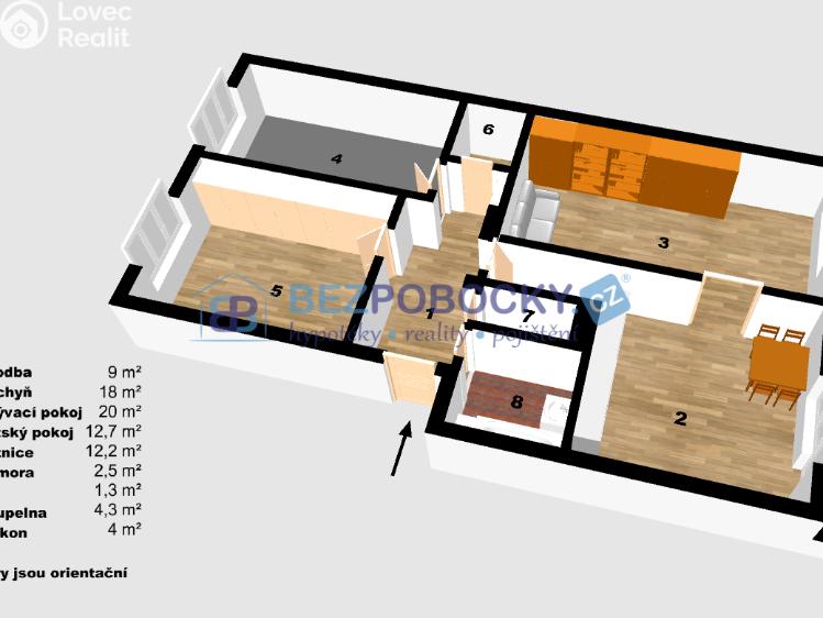 Продажа квартиры 3+1 Velké Bílovice, Široká č. 6