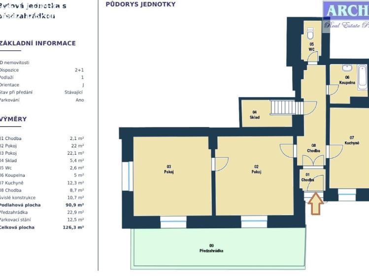 Продажа квартиры 2+1 Praha č. 3